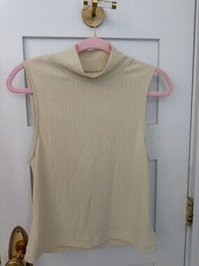 Varley Sleeveless Mock Neck Ribbed Tank - Cream